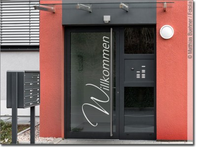 Willkommen als edles Glastattoo Klebefolie für Glas