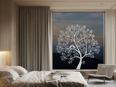 Glassticker Baum mit Vögel