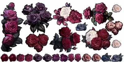 Glastattoo Blütenset Rosen zur freien Anordnung