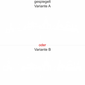 Konturgeschnittene Milchglasfolie mit Silhouette von Dresden - Ansicht Ausrichtung mit Farbauswahl und Variante