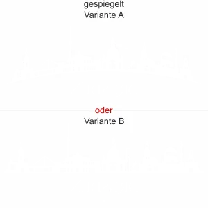 Konturgeschnittene Milchglasfolie mit Silhouette von Dresden - Ansicht Ausrichtung mit Farbauswahl und Variante