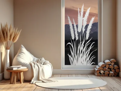 Glastattoo Pampasgras mit Wedel