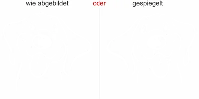 Glastattoo Putziger Hund- Ansicht Ausrichtung mit Farbauswahl