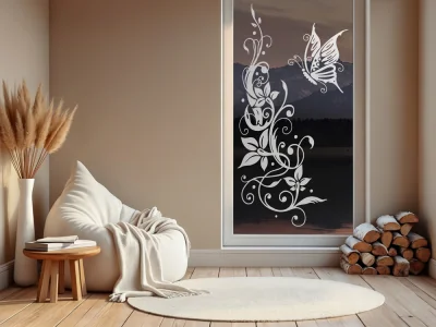 Glastattoo Schmetterling Ranke - Folie für Fenster