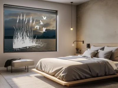 Glastattoo Ufergräser und Störche