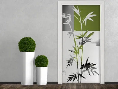 Glastür Milchglasfolie Bambuszweige