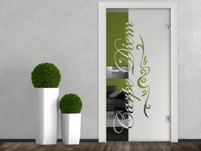 Glastür Milchglasfolie Carpe Diem Eleganz