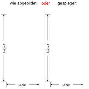 Glastür Milchglasfolie Dekorative Ecken - Ansicht Ausrichtung und Farbauswahl