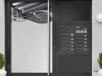 Glastür Milchglasfolie Design auf Haustür