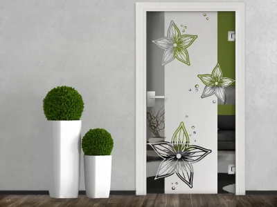 Glastür Milchglasfolie Fleurs