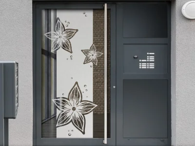 Glastür Milchglasfolie Fleurs - Ansicht Ausrichtung und Farbauswahl