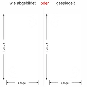 Glastür Milchglasfolie für Fenster Klassisch - Ansicht Ausrichtung und Farbauswahl