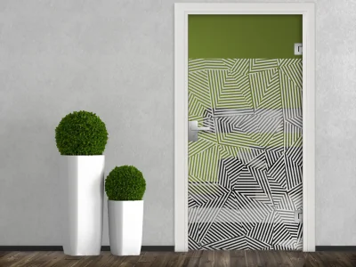 Glastür Milchglasfolie Linienmosaik