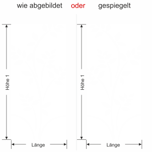 Glastür Milchglasfolie Pflanze - Ansicht Ausrichtung und Farbauswahl