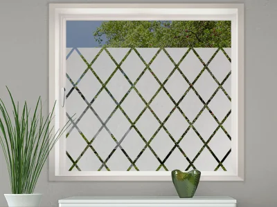 Glastür Milchglasfolie Rauten auf Fenster