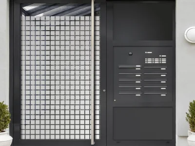 Glastür Milchglasfolie Rechtecke auf Haustür