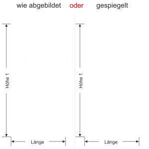 Glastür Milchglasfolie Retrodekor - Ansicht Ausrichtung und Farbauswahl