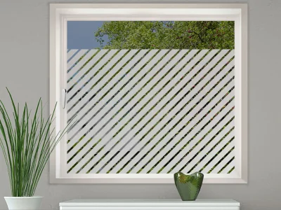 Glastür Milchglasfolie Schrägstreifen 3/1 auf Fenster