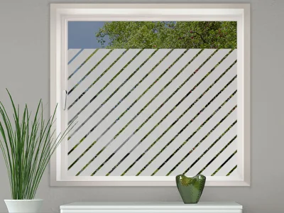 Glastür Milchglasfolie Schrägstreifen 5/1 auf Fenster