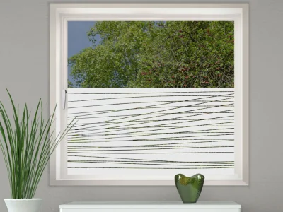 Glastür Milchglasfolie Streifenmuster auf Fenster
