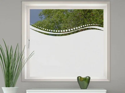 Glastür Milchglasfolie Welle mit Kreisen auf Fenster