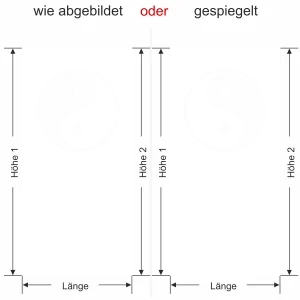 Glastür Milchglasfolie Yin & Yang - Ansicht Ausrichtung mit Farbauswahl Vorschlag 1