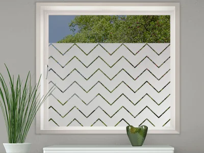 Glastür Milchglasfolie Zickzackmuster 10/1 auf Fenster