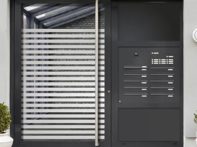 Klarglastür Sichtschutzfolie Streifen 5/3 cm