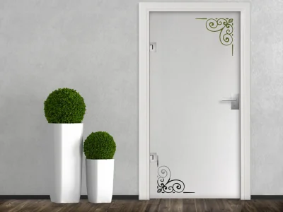 Glastür Milchglasfolie Dekorecken