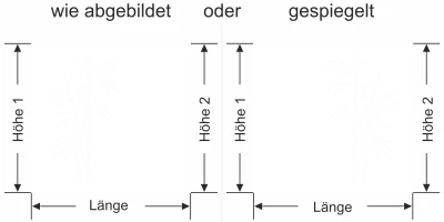 Milchglas Sichtschutzfolie Bambuspflanze - Ansicht Ausrichtung mit Farbauswahl und Anleitung zur Größenberechnung - Vorschlag 2