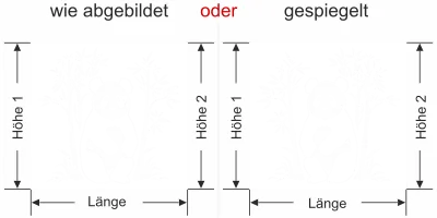 Milchglasfolie Bambus mit Pandabär - Ansicht Ausrichtung mit Farbauswahl und Anleitung zur Größenberechnung - Vorschlag 2