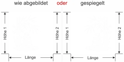 Milchglasfolie Bambusstängel mit Zen Steinen Ansicht Ausrichtung mit Farbauswahl und Anleitung zur Größenberechnung - Vorschlag 2