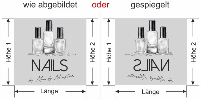 Milchglasfolie Gewerbe Kosmetik - Ansicht Ausrichtung mit Farbauswahl Vorschlag 2