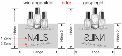 Milchglasfolie Gewerbe Kosmetik - Ansicht Ausrichtung mit Farbauswahl Vorschlag 1