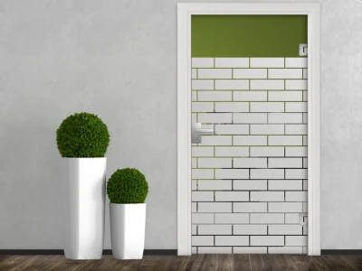 Milchglasfolie Gewerbe Mauer auf Glastür