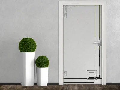Milchglasfolie Gewerbe Modern auf Glastür