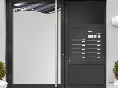 Milchglasfolie Gewerbe Moderner Sichtschutz auf Eingangstür