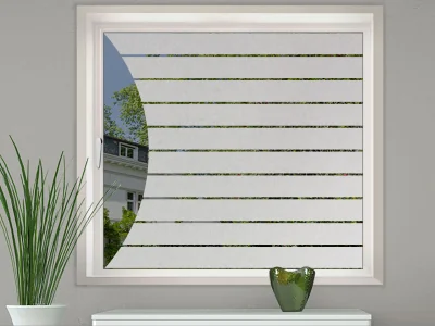 Milchglasfolie Gewerbe Streifenbogen auf Fenster