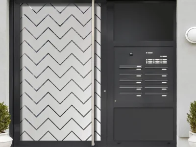 Milchglasfolie Gewerbe Zickzackmuster 10/1 auf Eingangstür