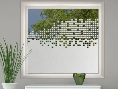 Glasfolie mit Quadraten als Sichtschutz