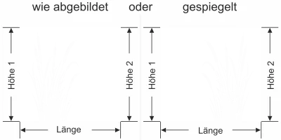 Milchglasfolie Schilfgras mit Kolben - Ansicht Ausrichtung mit Farbauswahl und Anleitung zur Größenberechnung - Vorschlag 2