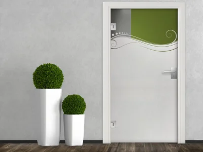 Milchglasfolie Sichtschutz Ornament auf Tür