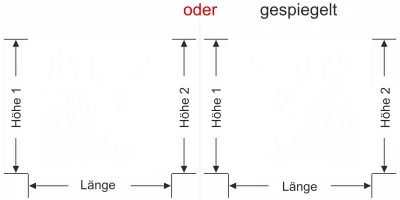 Milchglasfolie Ufergräser und Störche - Ansicht Ausrichtung mit Farbauswahl und Anleitung zur Größenberechnung - Vorschlag 2