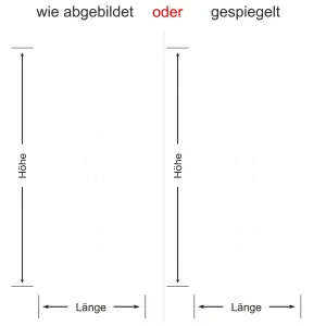 Sichtschutzfolie mit persönlichem Wunschtext - Ausrichtung und Farbauswahl