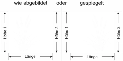 Milchglasfolie Ziergras - Ansicht Ausrichtung mit Farbauswahl und Anleitung zur Größenberechnung - Vorschlag 2