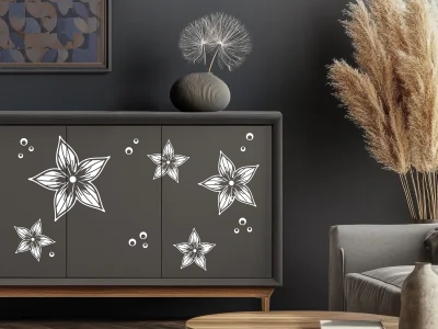 Aufkleber Set für Möbel Blumen - Frei platzierbare Elemente und Farbauswahl