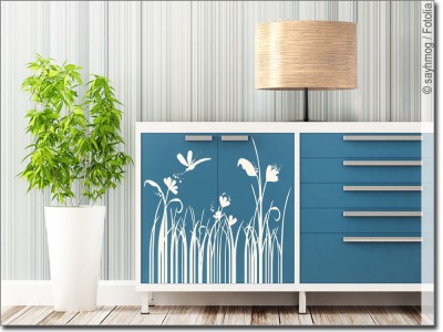 Möbeltattoo Blumenwiese | Klebefolie für Möbel