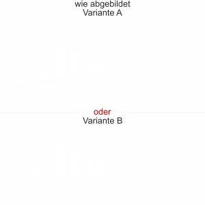 Konturgeschnittene Möbelfolie mit Essener Skyline - Ansicht Ausrichtung mit Farbauswahl und Variante