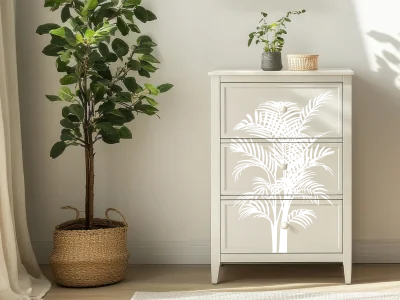 Möbelaufkleber Palmwedel - Ansicht Ausrichtung und Farbauswahl