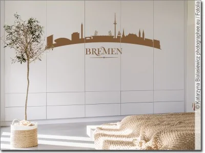 Konturgeschnittene Möbelfolie mit Bremer Skyline